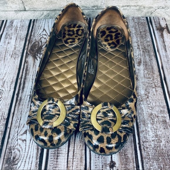 Rialto Shoes - Rialto Gladstone Leopard Print Bow Flats Size 8.5